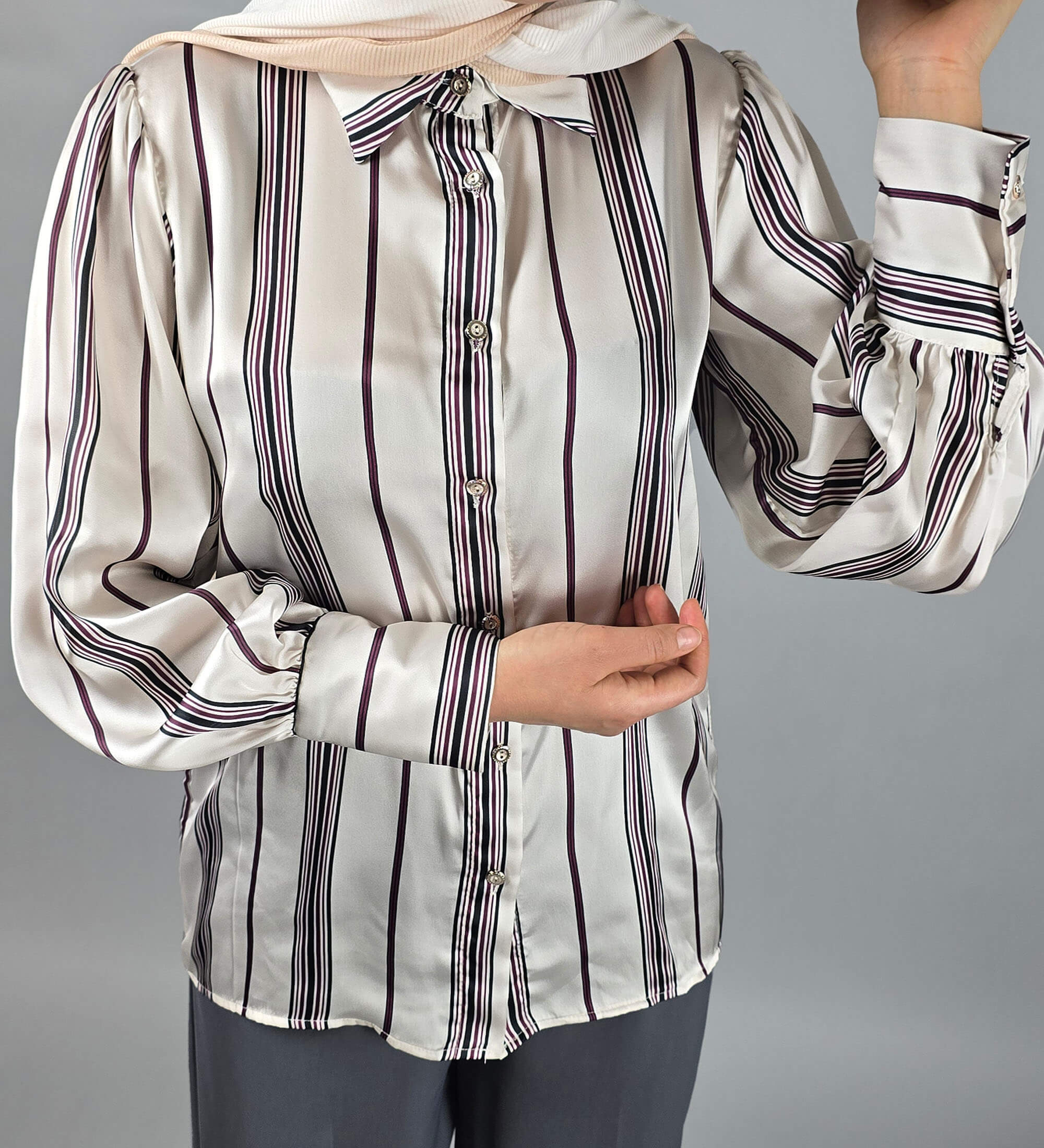 Satin Puff Sleeve Shirt