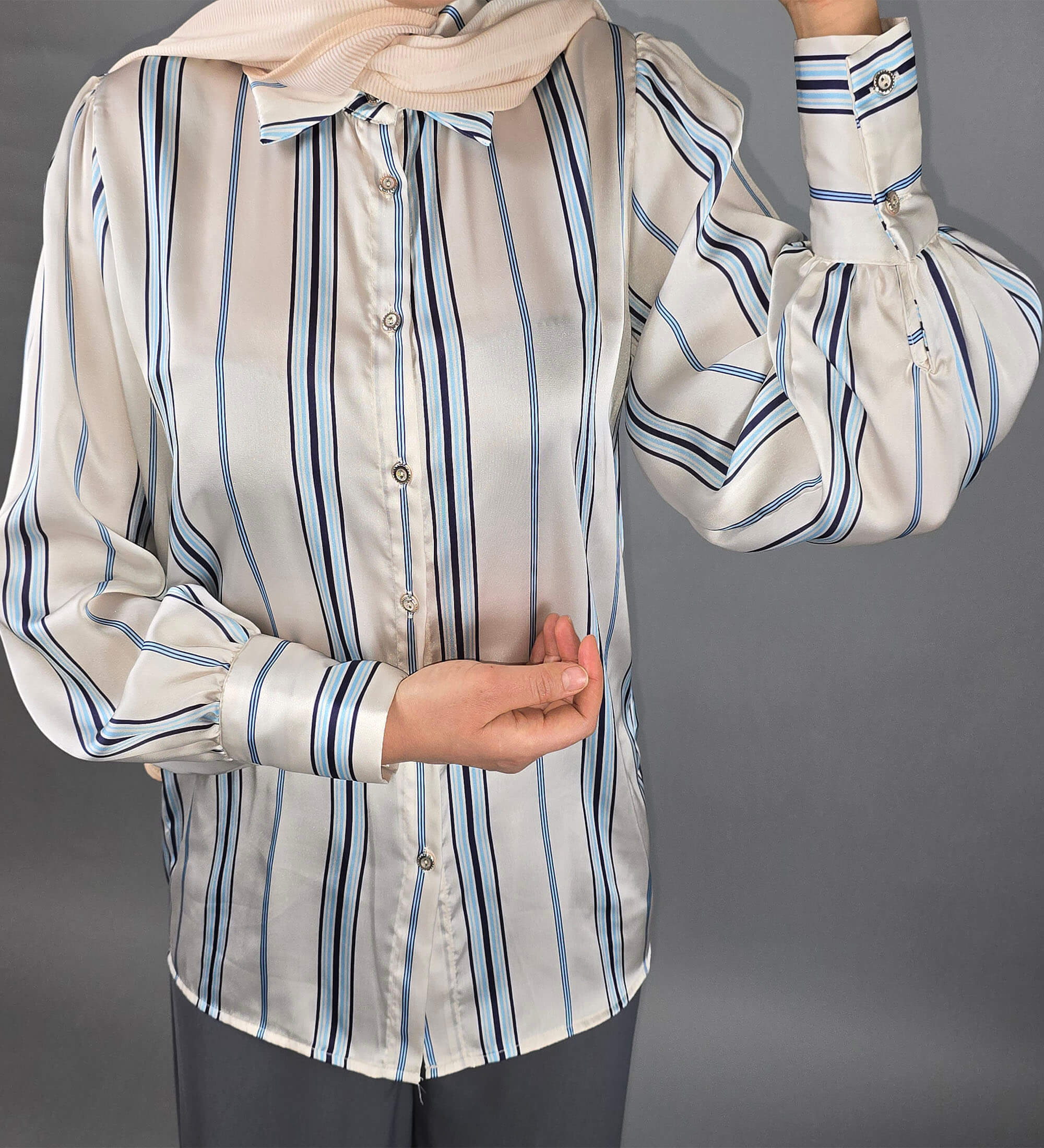 Satin Puff Sleeve Shirt