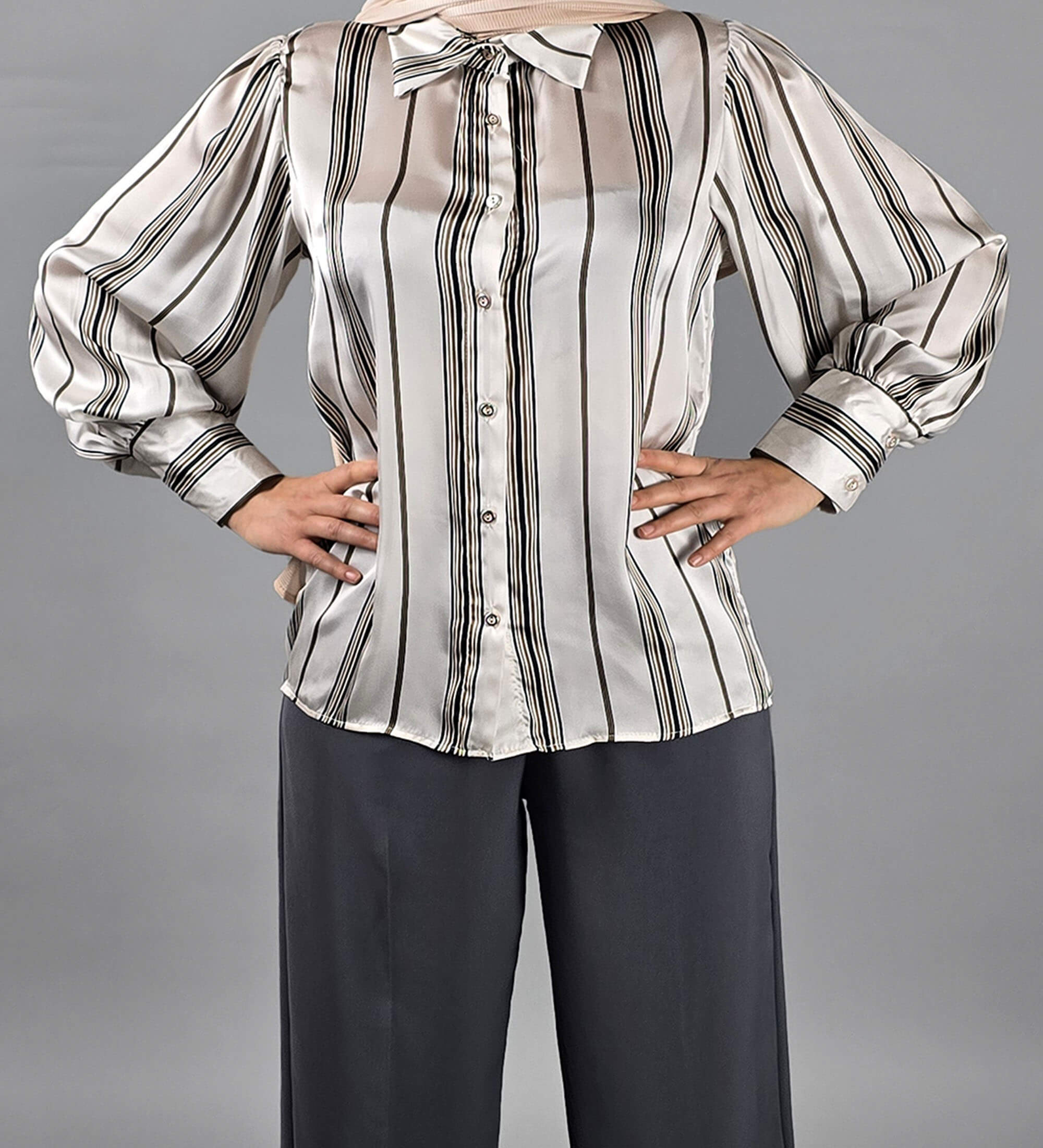 Satin Puff Sleeve Shirt