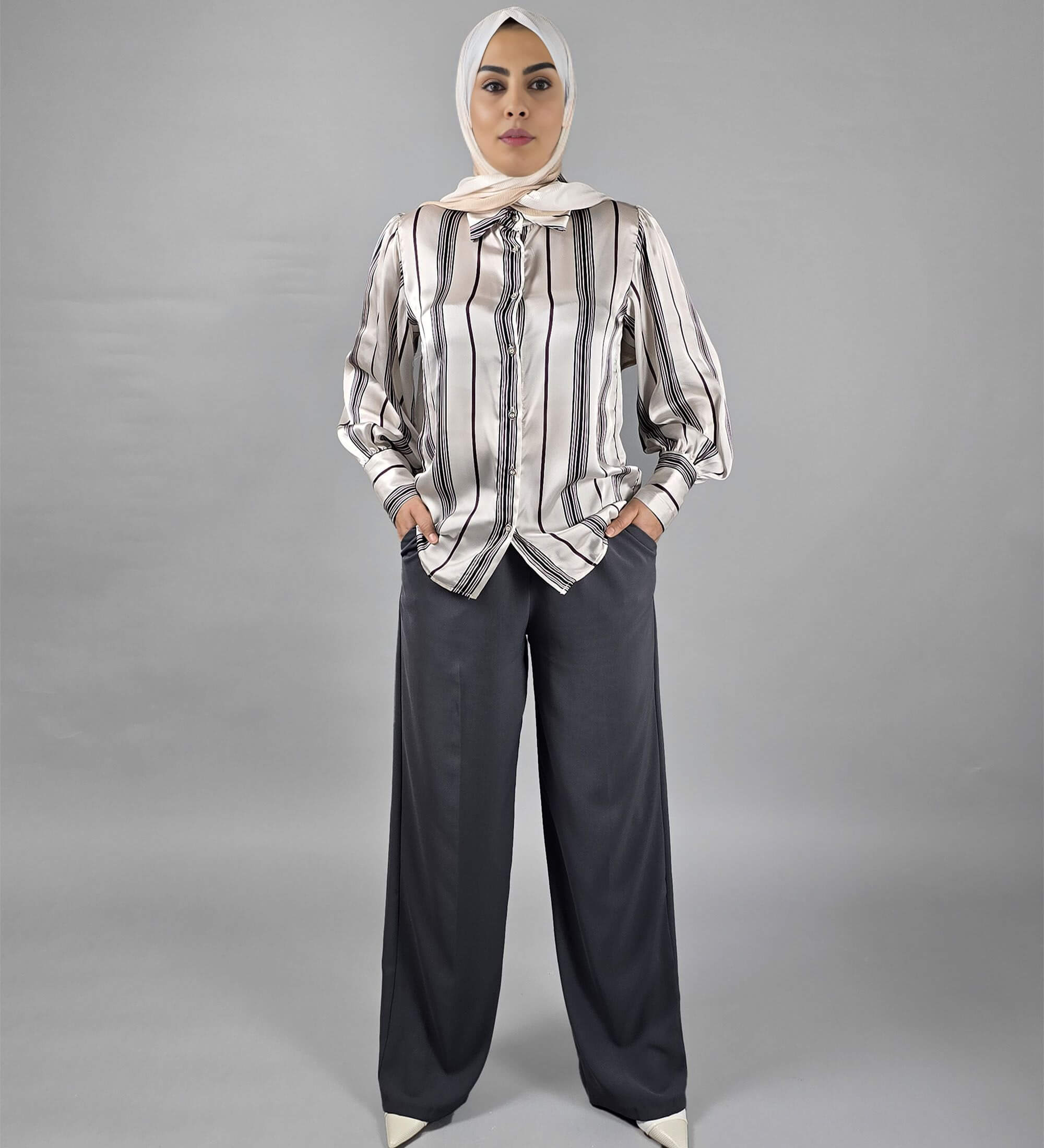 Satin Puff Sleeve Shirt