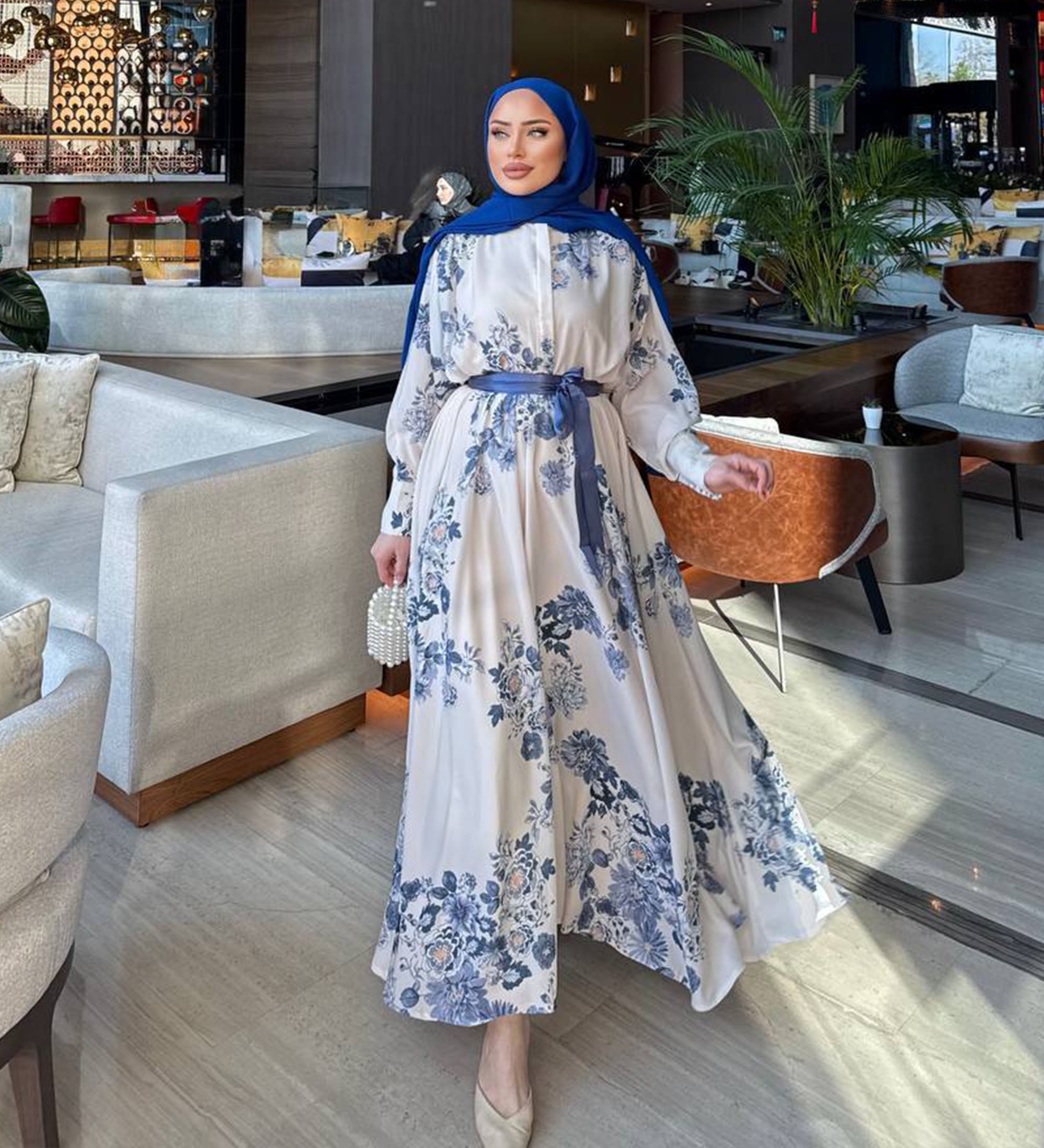 Luxurious Long Dress with Waist Belt