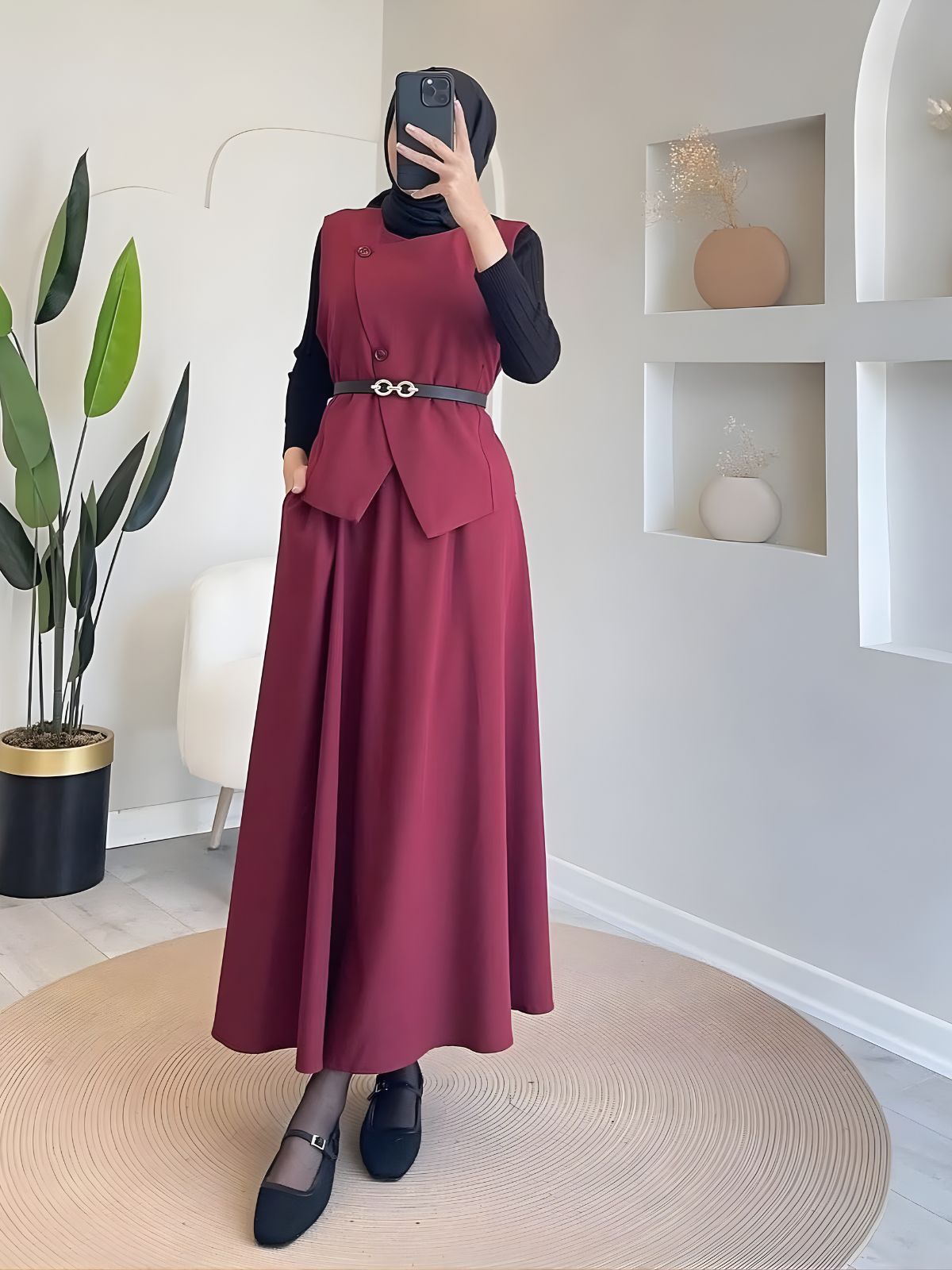 Nandini Skirt and Vest Set with Waist Belt