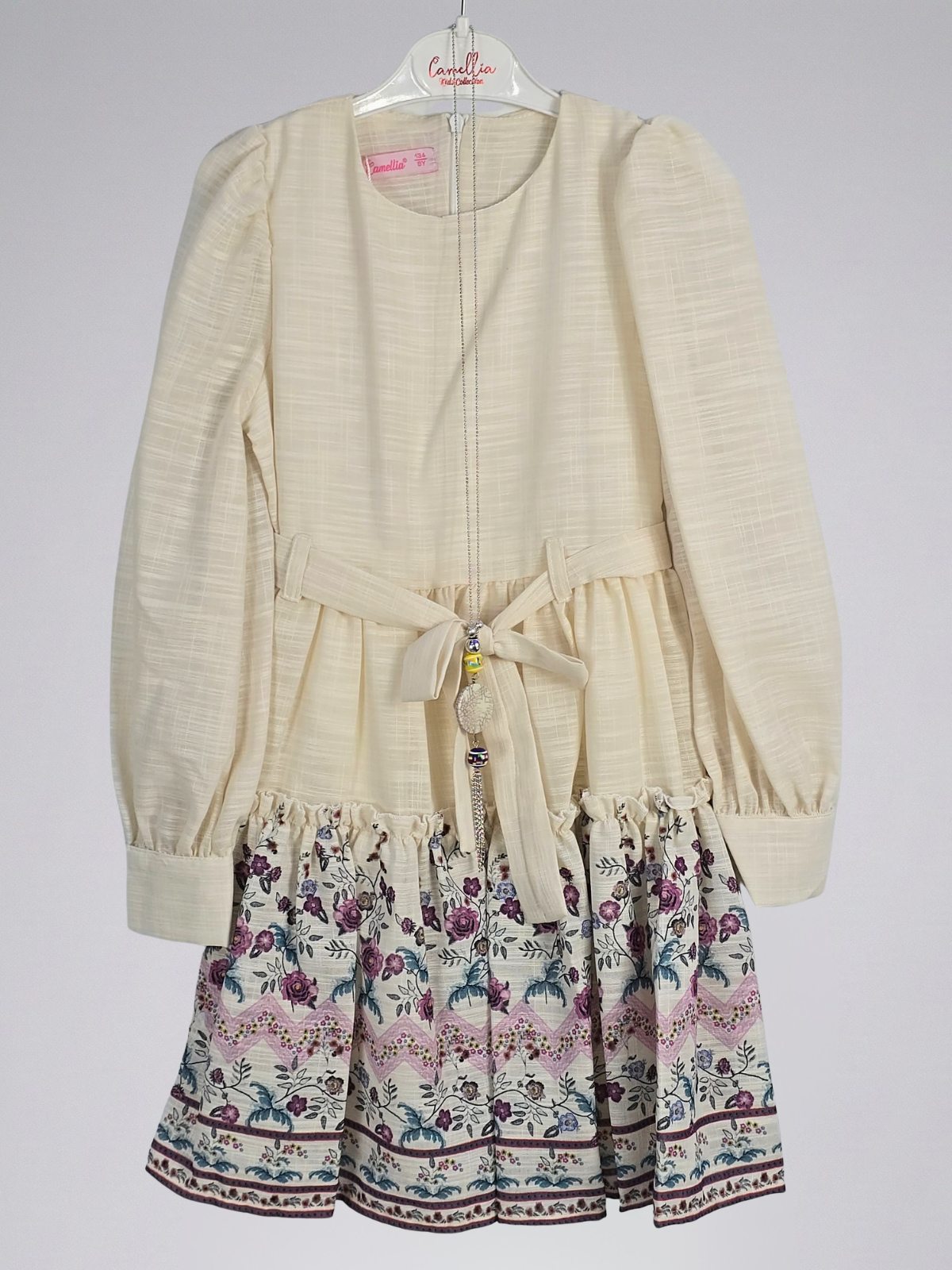 Vintage Floral Dress with Necklace