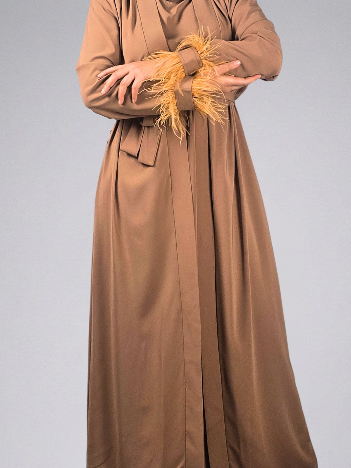 Elegant Abaya with Feather Detail