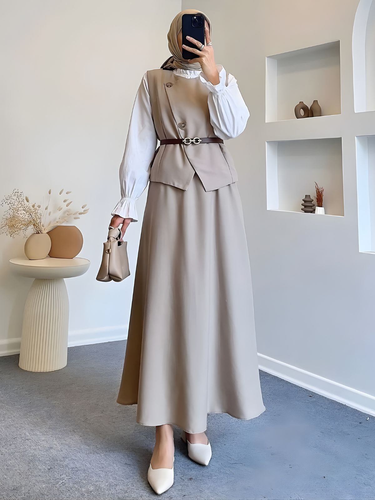 Nandini Skirt and Vest Set with Waist Belt