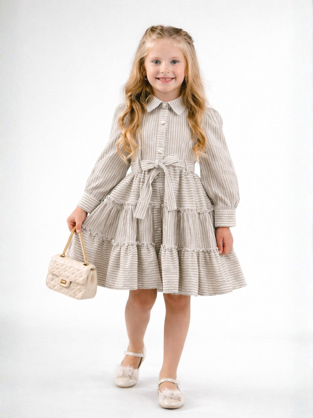 Classic Elegance Tiered Shirt Dress